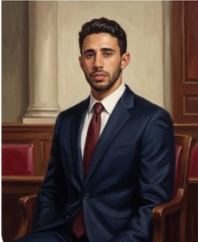 Oil painting portrait of Aaron D. Franklin in the courtroom
